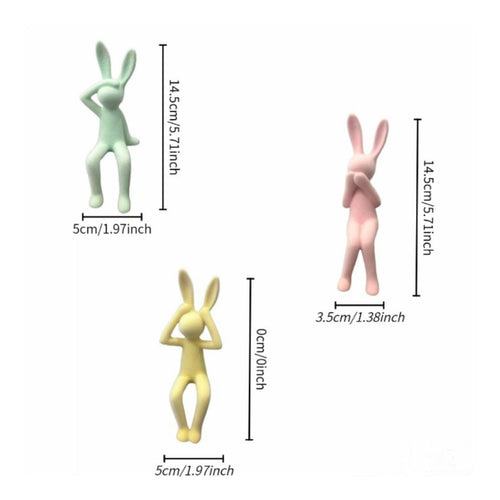 3 Pieces Flocked Rabbit Figurine Soft Velvet Texture Table Ornament for Bedroom