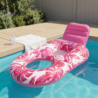 Mesh-Seat Inflatable Pool Lounger with Backrest Cooling Floating Chair Stable Lounger with Backrest Foldable for Adults