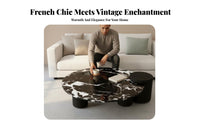 Light Luxury Design Double Cylinder Coffee Table Marble Pattern Living Room Furniture Stable Base Sturdy Construction for Apartment Dwellers, Homeowners, Families, Small Areas, Home, Lounge Area