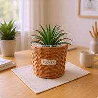 Imitation Rattan Pot Rustic Style Home Decor Long-Lasting for Tabletop