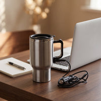 Car Mug with Cigarette Lighter Plug Stainless Steel Heated Cup for Road Trippers