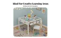 Kids Crafting Desk with Storage Easy to Clean Drawing Table with Grid Drawers Multi-Functional Glass Artistic Workspace Desk for Young Children