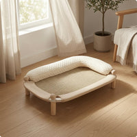 Bolstered Cat Bed Cushioned Bolsters Woven Cat Bed Breathable Pet Resting Furniture
