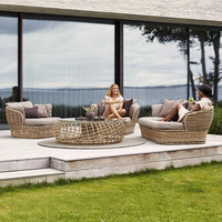 Outdoor PE Rattan Lounge Sofa Set with L-shaped Configuration