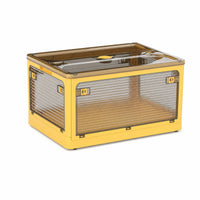 Foldable Bin with Doors Transparent Foldable Storage Box with Lid Space-Saving for Closet