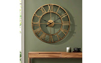 Wrought-Iron Style Wall Clock with Roman Numerals Vintage Skeleton Wall Clock Industrial Minimalist for Living Room, Office, Entryway