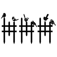 3 Pieces Three-Section Cutout Metal Picket Fence Garden Border Stake Metal Avian Silhouette Decoration