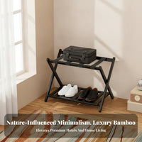 Bamboo Suitcase Holder Folding Luggage Rack Compact