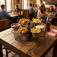 Four-Compartment Fry Basket Sturdy Food Server Rust-Resistant