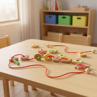 Focus Training Wooden Caterpillar Lacing Toy Reasoning Thinking Caterpillar String Weaving Game Early Learning Wooden Threading Beads Set Easy to Grip for Preschoolers, Preschool