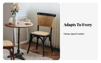 Woven Cord Side Chair French rural & design Woven rear Side Chair Farmhouse look Retro Design for Cafe Owners, Dining Room