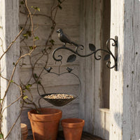 Wall-Mounted Bird Feeder Scrollwork Wall Mounted Bird Feeder Foliage Accents