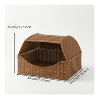 Wicker Pet House Indoor Wicker Pet Bed Cozy for Living Room, Bedroom, Small Dogs