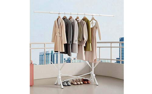 Installationassembly-Free Folding Garment Rack Foldable Telescoping Clothes Rack Portable Collapsible for Students, Bedrooms