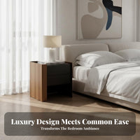 Nightstand with Storage Smoky Color Bedside Cabinet Modern Design for Homeowners