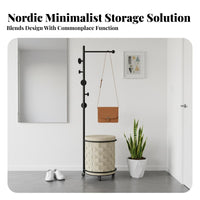 Mobile Coat Tree with Laundry Bin Unrestricted Standing Garment Stand Modern