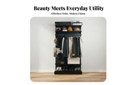 Drill-Non-Drill Installation Accessible Wardrobe System Multi-Functional Non-Drill Standing Garment Rack Multifunctional Non-Drill Standing Clothes Rack Easy Assembly for Renters, Adults, Students, Bedroom, Apartment, Dorm Room, Entryway