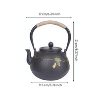 Cast Iron Teapot Textured Tea Pot Sturdy for Boiling Water