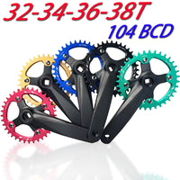 Mountain Bike Square Taper Crank 152mm with 104BCD Narrow-Wide Chainring 32T/34T/38T