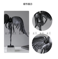现代简约风铝铸造抽象天使人物摆件售楼部样板房入户大堂软装饰品