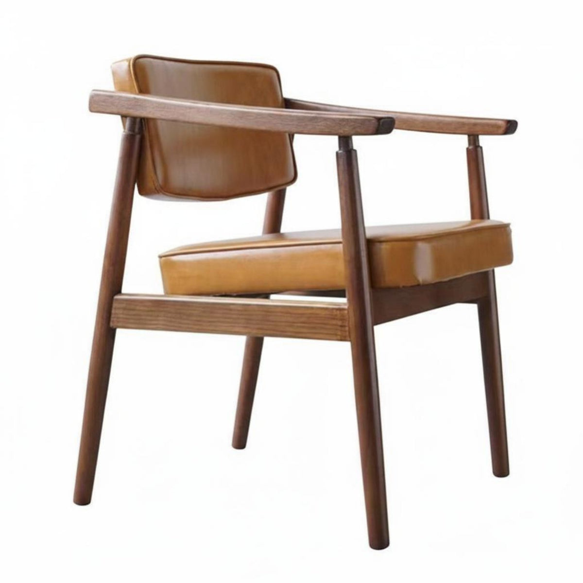 Upholstered Wood Armchair Nordic Design Dining Seat With Armrests Ergonomic Backrest for Business Owners, Meeting Room, Kitchen