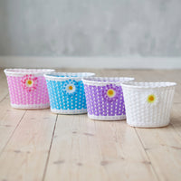 Kids' Bicycle Front Basket, Woven Plastic Shopping Basket for Children's Bikes