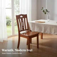 Solid Wood Construction Wooden Side Chair Chinese Design Design Slatted Back Wooden Chair Long-Lasting and Stable Seating Furniture High Weight Capacity for Homeowners, Families, Restaurant Owners, Dining Room, Kitchen, Cafe