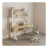 Writing Desk with Bookshelf and Pegboard Multi-Layer Storage Complete Workstation Desk K-Shaped Steel Frame Home Furniture for Students