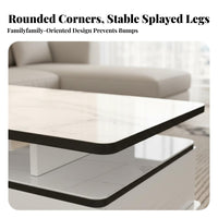 Coffee Table with Storage Marble Pattern Top Rectangular Coffee Table with Compartments Minimalist Furniture Living Room Furniture for Homeowners