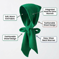 Hooded Scarf Hat, Women's Imitation Cashmere Blend, Warm Knit Scarf Hat, Winter  #variant:['Green']