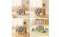 Natural Wood Pounding Bench with Xylophone Multicolor Elephant Activity Center Interactive Wooden Elephant Toy Colorful for Toddlers, Kids, Babies, Playroom, Nursery, Daycare