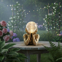 Hands Holding Sphere Sculpture LED Light Solar Statue Ornament for Porch