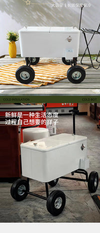 源头工厂冷藏保温箱推车款四个充气轮食品酒水保温箱 可定牌 80QT