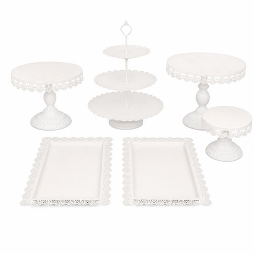 6 Pieces Three-Tier Stand Ornate Cake Display Stand Round for Weddings