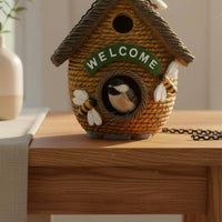 Bird Nest Hanging Decorative Bird House Resin Birdhouse for Patio