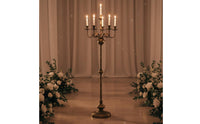 Bronze Finish Candle Stand Freestanding 5 Branch Floor Candelabra