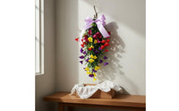 Colorful Morning Glory Swag Easy to Hang Floral Door Wreath for Outdoor, Wedding