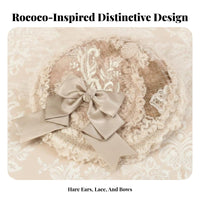 Lace headpiece with hare Ears Rococo design Dome Hat French Inspired for celebration