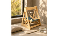 Wooden Pet Swing Bed Blue Plaid Feline Swing Bed Hanging Toy