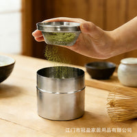 跨境日式抹茶粉罐便携小巧304不锈钢储物罐防潮奶粉罐储存罐厨房