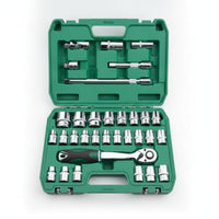 Steel Ratchet Socket Wrench Tool Kit Portable Socket Wrench Set with Case Compact Mechanics Tool Set Sturdy for Garage