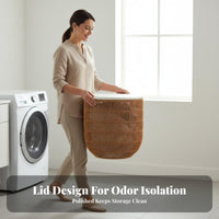 Woven Basket with Lid Waterproof Laundry Hamper Ventilated Design for Bedroom