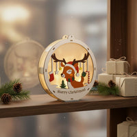 Christmas Light Box Decor DIY LED Wooden Decoration Glowing for Tabletop, Gift