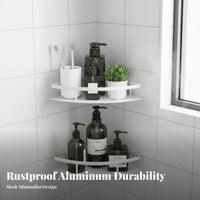 Rust-Proof 2-Tier Corner Shelf Rustproof 2-Tier Corner Organizer Space-Saving Wall Mounted Organizer No-Drill Installation for Homeowners, Renters, Students, Kitchen, Shower, Dorm Room