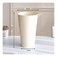 Iron Flower Bucket Double Handles Metal Bucket Vase Dried Flowers Double-Handle Vase for Wedding