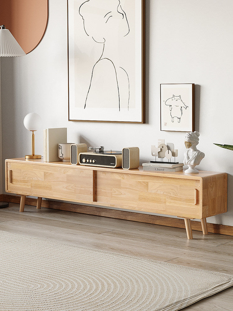 Qianchu Solid Wood TV Cabinet for Small Living Room, Modern Nordic Style