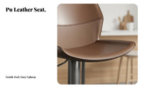 Upholstered Rotating Bar Stool Adjustable Height Upholstered Rotating Stool with Support Modern Design Integrated Footrest