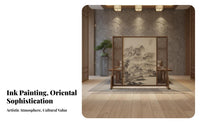 Solid Wood Construction Chinese Design Screen Hollow-out Design Wooden Frame Partition Traditional Craftsmanship Zen Landscape Art Screen Space-Saving for Interior Designers, Business Owners, Entryway, Restaurant, Bedroom, Studio Apartment