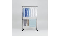 Adjustable Height Double-Layer Drying Rack Compact Clothes Drying Rack with Wheels Multi-Functional Furniture Stable for Balcony