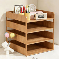 Multi-Layer Metal Book Stand for Desk, Student Textbook Organizer and Stationery Rack